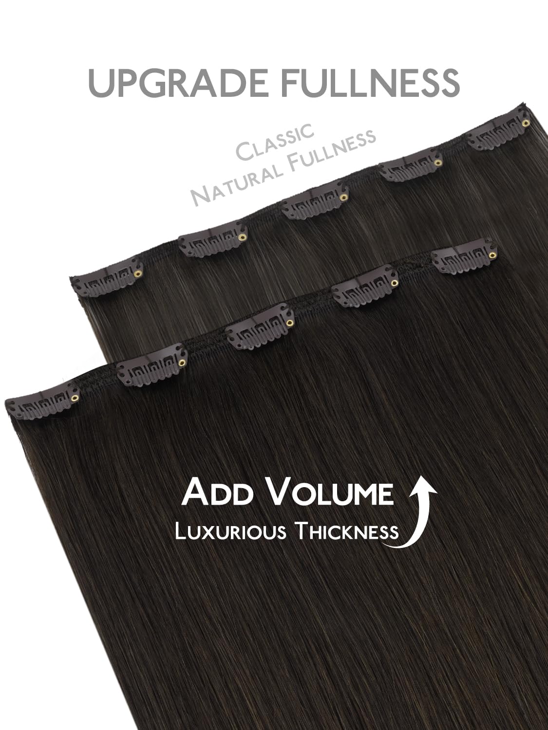 Wennalife Clip In Hair Extensions 16 Inch Dark Brown on model
