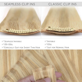 Wennalife Clip In Hair Extensions 16 Inch light blonde on model