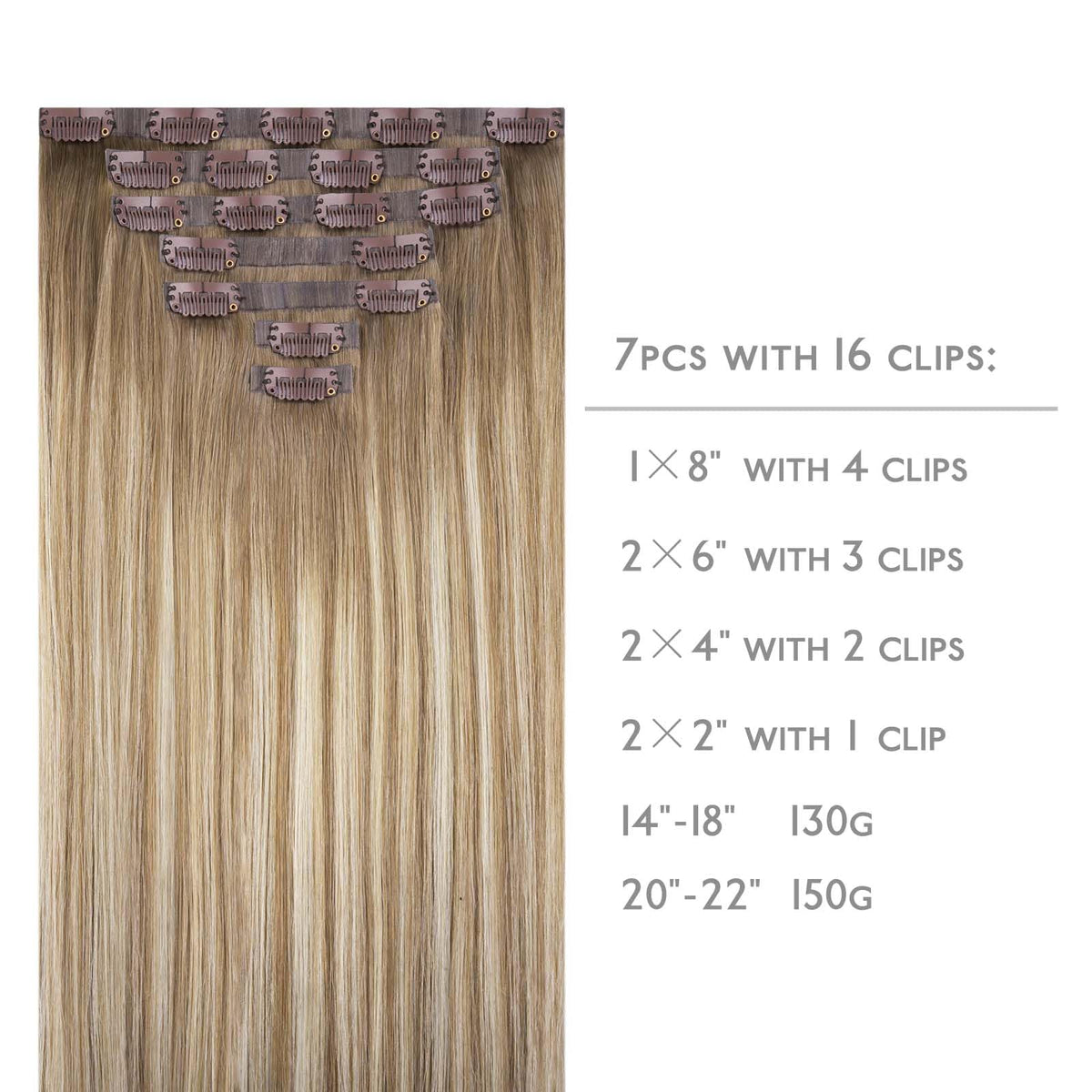 Wennalife Clip In Hair Extensions 16 Inch packaging and contents