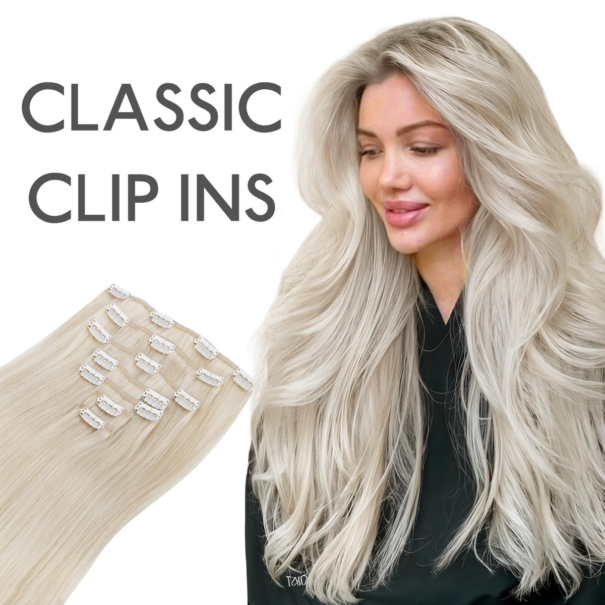 Wennalife Clip in Hair Extensions 16 Inch Platinum Blonde packaging