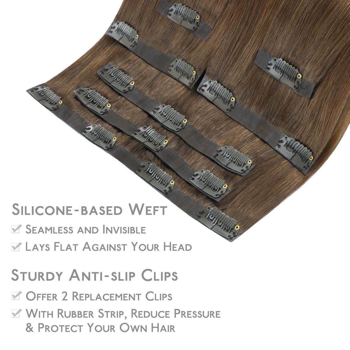 Wennalife Clip In Hair Extensions 16 Inch showing texture and colour