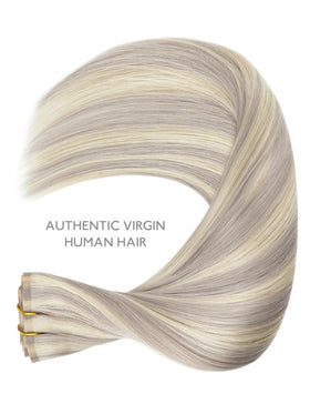 Wennalife Clip In Hair Extensions 18 Inch Ash Blonde Highlights on model