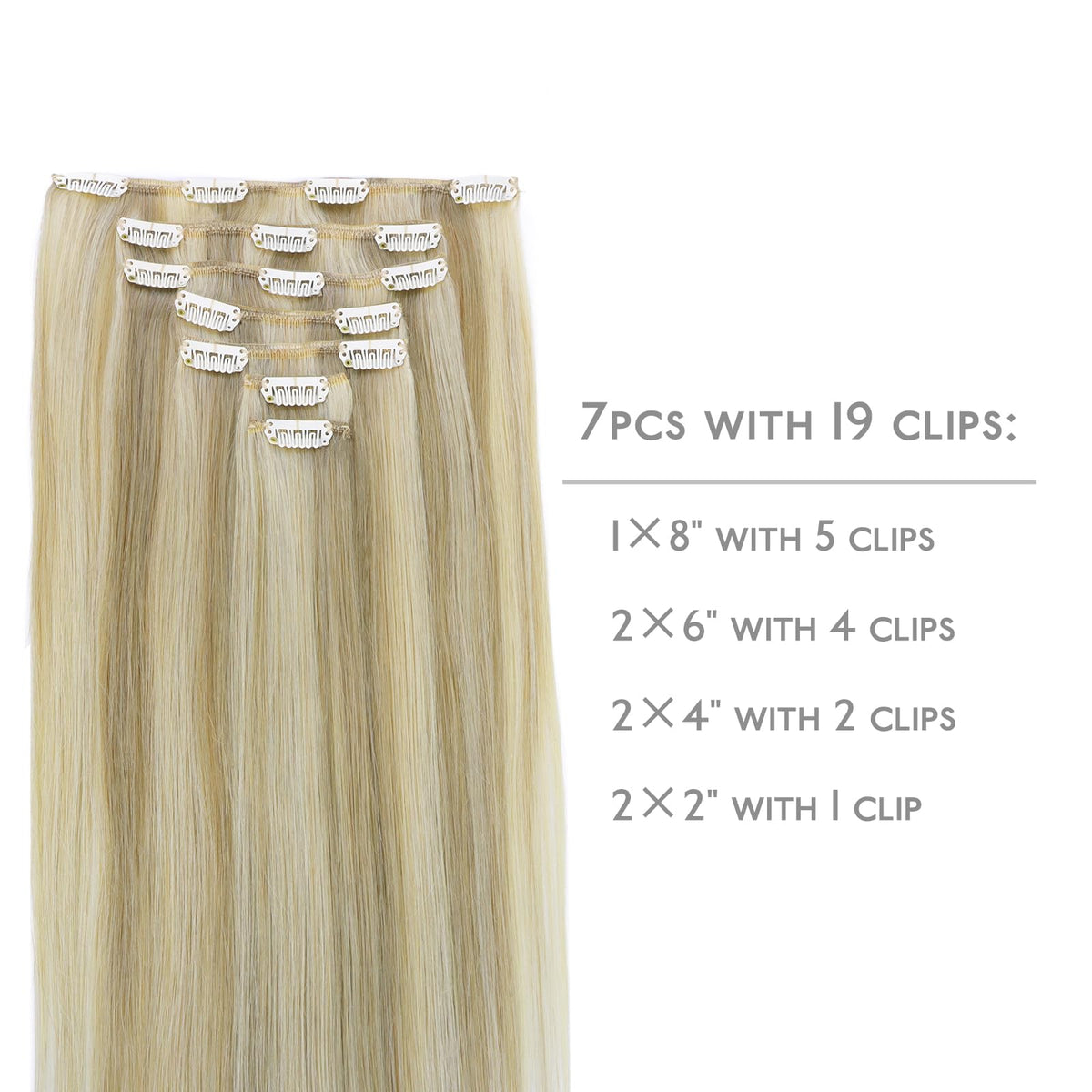 Wennalife Clip In Hair Extensions 18 Inch Ash Blonde packaging