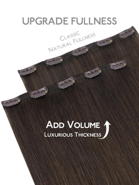 Wennalife Clip In Hair Extensions 18 Inch Chocolate Brown in natural light
