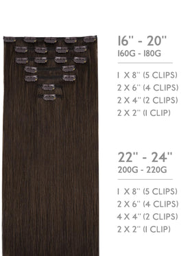 Wennalife Clip In Hair Extensions 18 Inch Chocolate Brown packaging