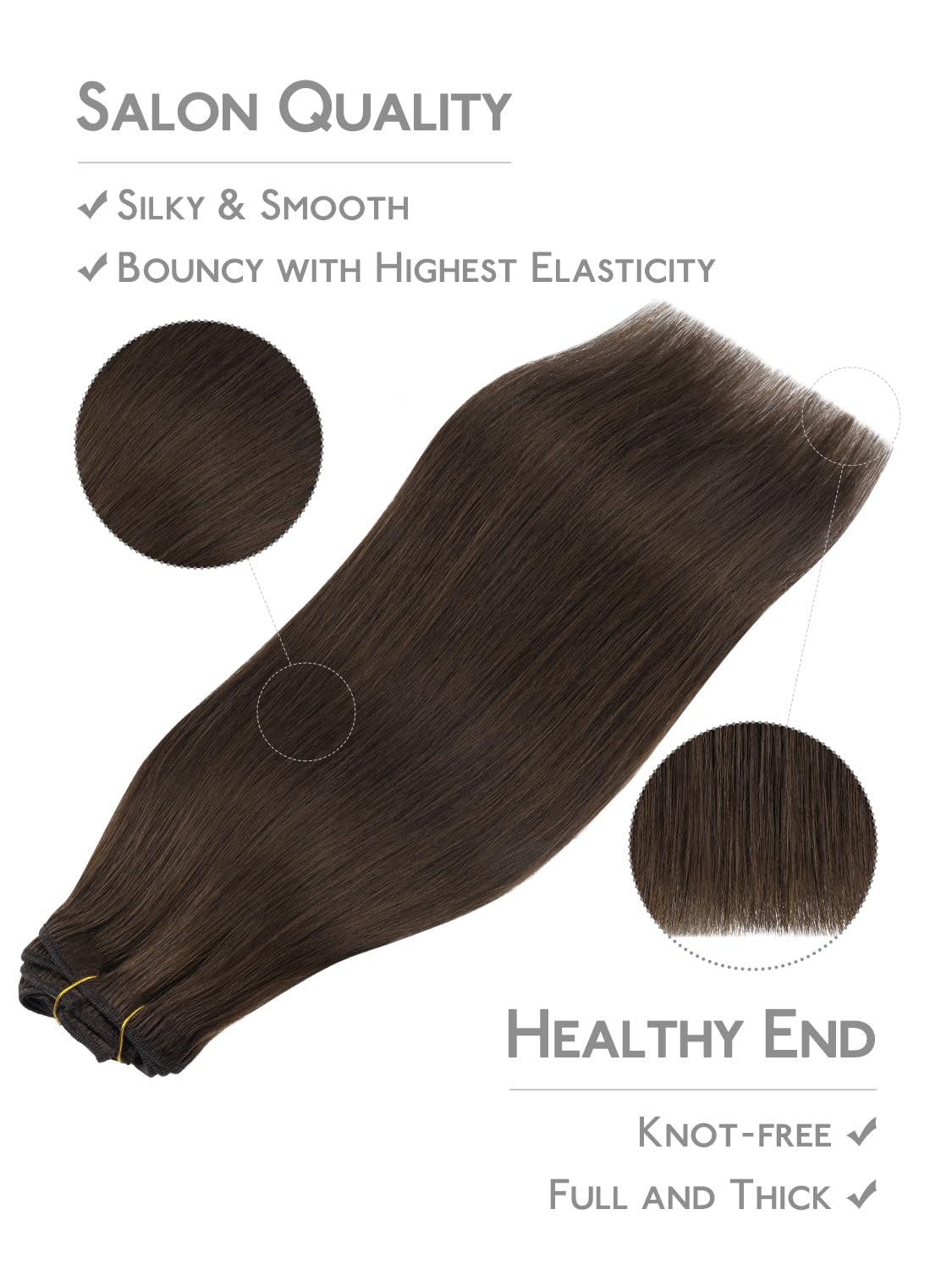 Wennalife Clip In Hair Extensions 18 Inch Chocolate Brown showing length