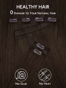 Wennalife Clip In Hair Extensions 18 Inch Chocolate Brown texture detail