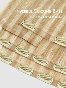 Wennalife Clip in Hair Extensions 18 Inch Light Blonde close-up of clips