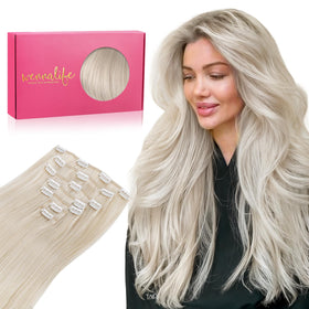 Wennalife Clip In Hair Extensions 18 Inch Platinum Blonde front view