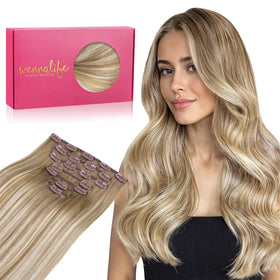 Wennalife Clip In Hair Extensions 20 Inch Balayage Dirty Blonde front view