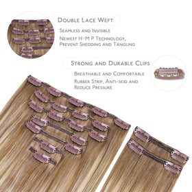 Wennalife Clip In Hair Extensions 20 Inch close-up of clips
