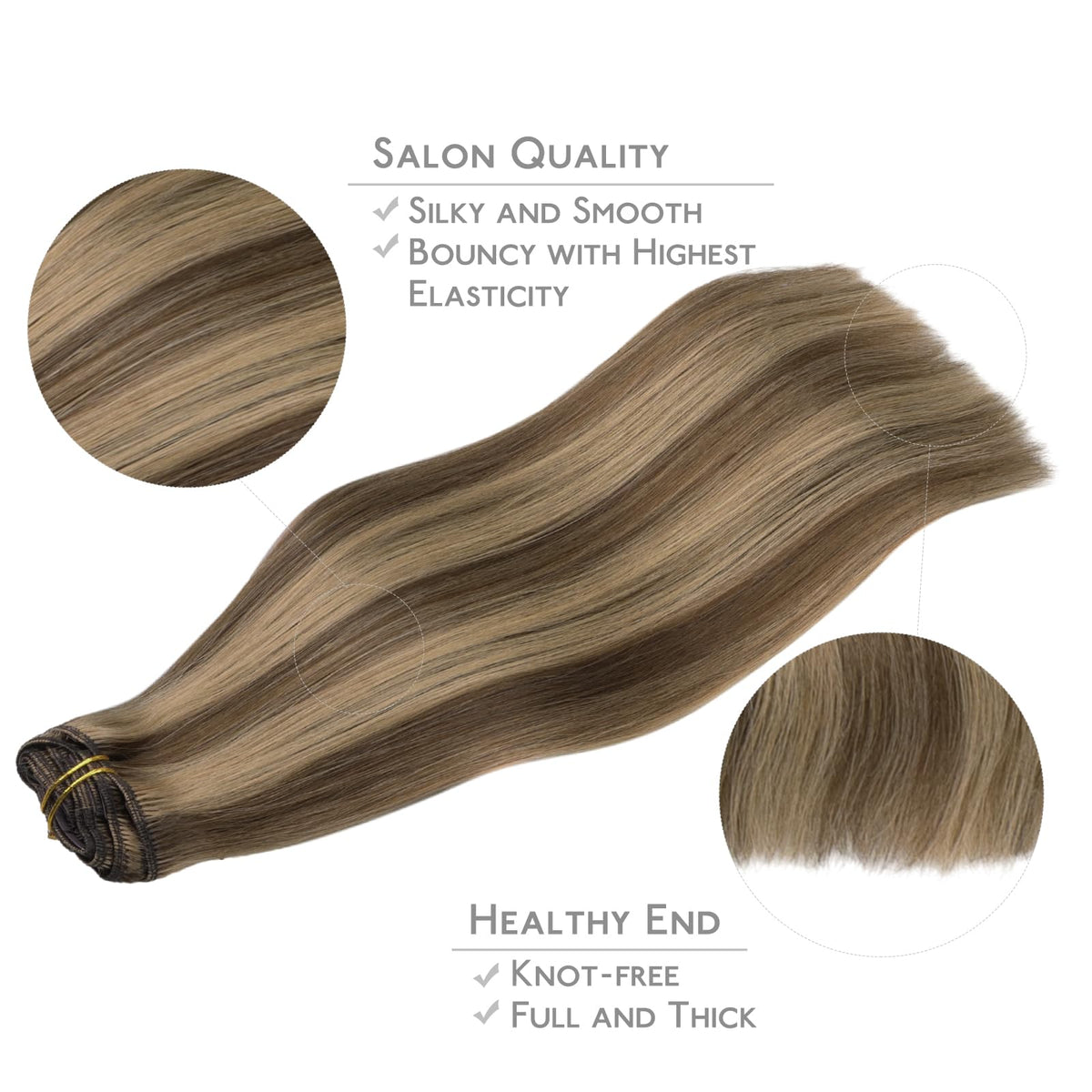 Wennalife Clip-In Hair Extensions 20 Inch displayed with colour swatches