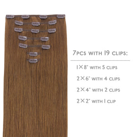 Wennalife Clip In Hair Extensions 20 Inch Light Auburn Brown packaging