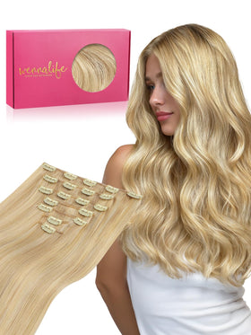 Wennalife Clip In Hair Extensions 20 Inch Light Blonde front view