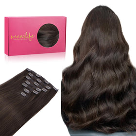 Wennalife Clip In Hair Extensions 20 Inch Light Dark Brown front view