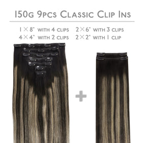Wennalife Clip In Hair Extensions 20 Inch packaging and clips