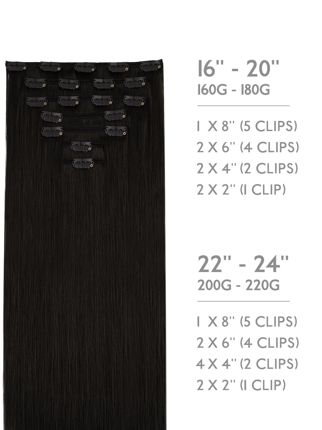 Wennalife Clip In Hair Extensions 20 Inch packaging details