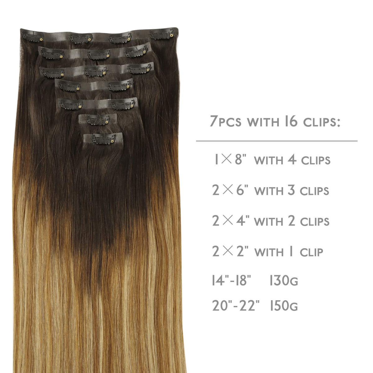 Wennalife Clip In Hair Extensions 20 Inch packaging with clips