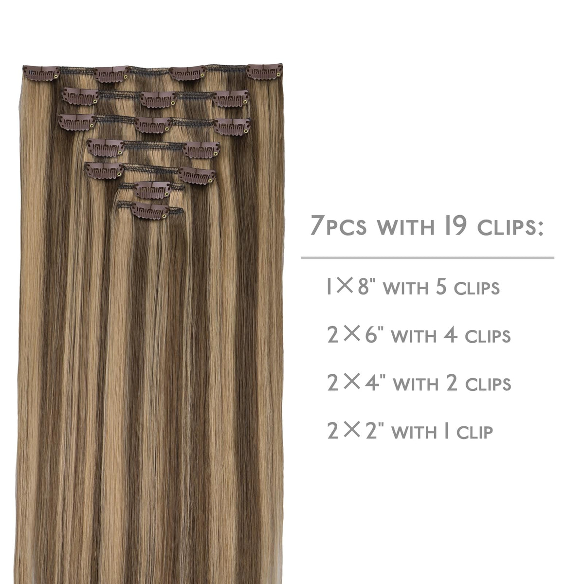 Wennalife Clip-In Hair Extensions 20 Inch showing clips and texture