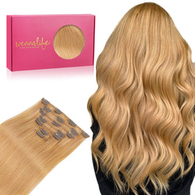 Wennalife Clip In Hair Extensions 20 Inch Strawberry Blonde front view