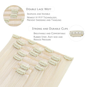 Wennalife Clip in Hair Extensions 20 Inch White Blonde close-up of clips