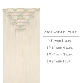 Wennalife Clip in Hair Extensions 20 Inch White Blonde packaging