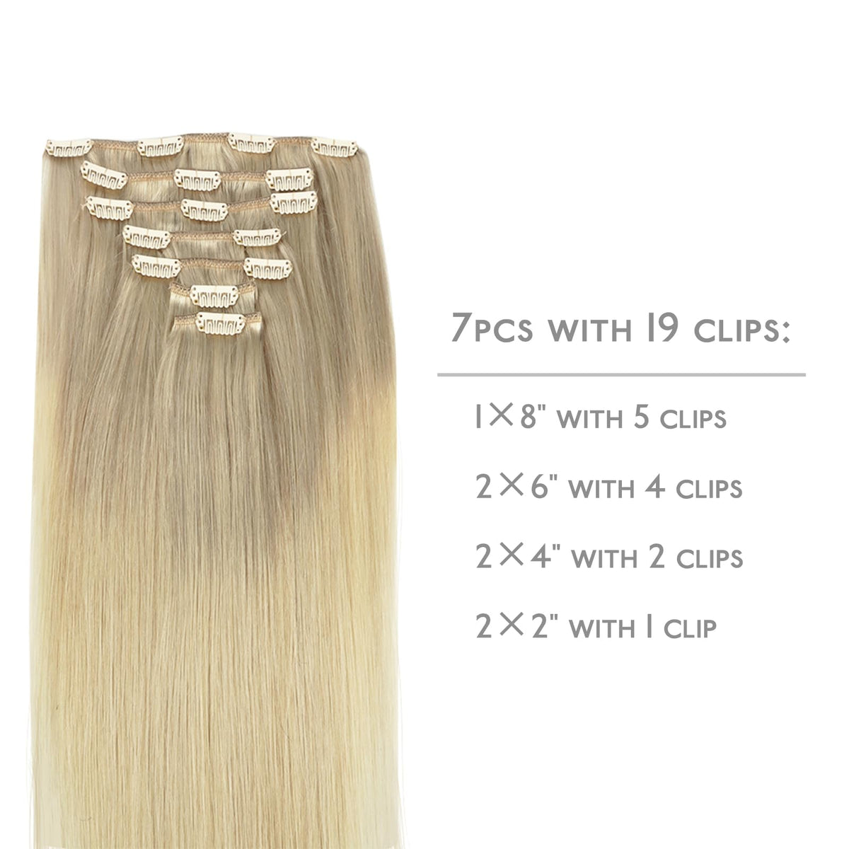 Wennalife Clip In Hair Extensions 22 Inch Ash Blonde back view
