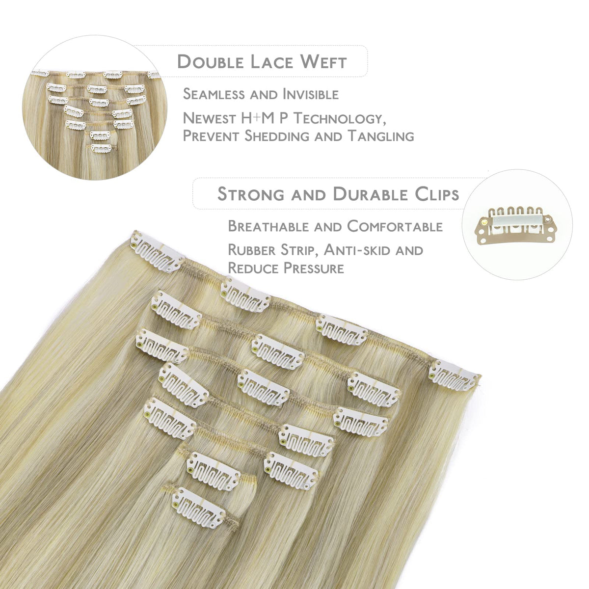 Wennalife Clip In Hair Extensions 22 Inch Ash Blonde lifestyle scene