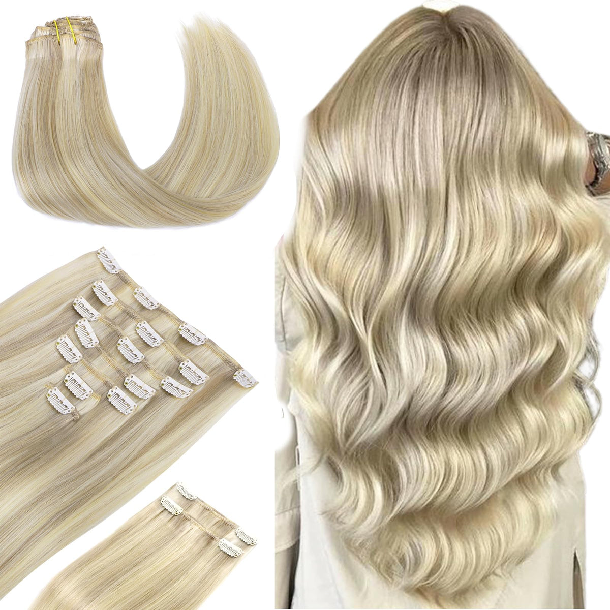 Wennalife Clip In Hair Extensions 22 Inch Ash Blonde styling options
