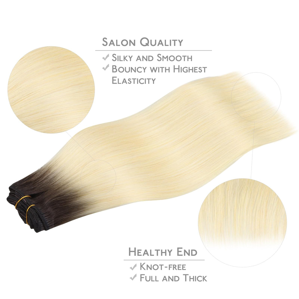 Wennalife Clip in Hair Extensions 22 Inch back view