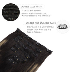 Wennalife Clip In Hair Extensions 22 Inch Balayage close-up of clips
