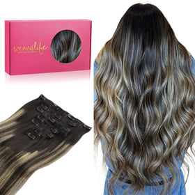 Wennalife Clip In Hair Extensions 22 Inch Balayage front view