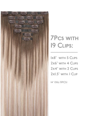 Wennalife Clip In Hair Extensions 22 Inch Balayage Sandy Brown close-up of clips