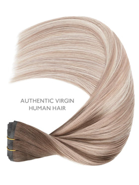 Wennalife Clip In Hair Extensions 22 Inch Balayage Sandy Brown colour gradient detail
