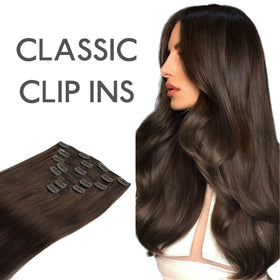 Wennalife Clip In Hair Extensions 22 Inch chocolate brown colour comparison