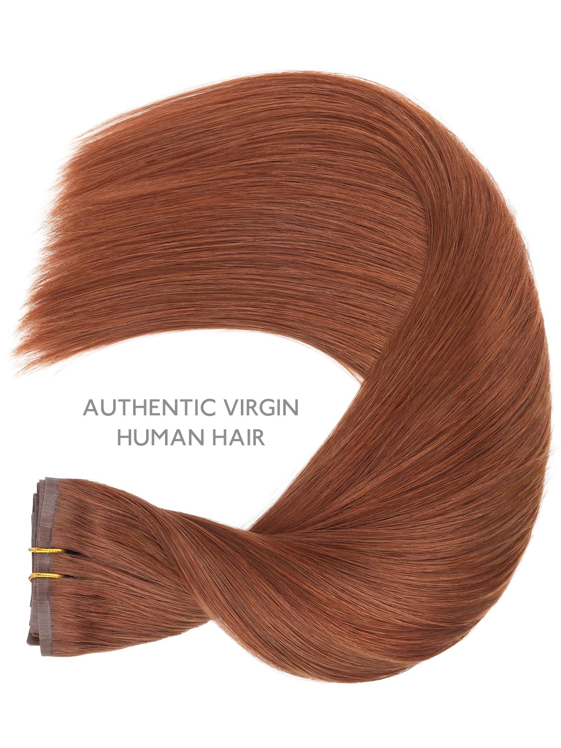 Wennalife Clip in Hair Extensions 22 Inch Cinnamon Copper on display