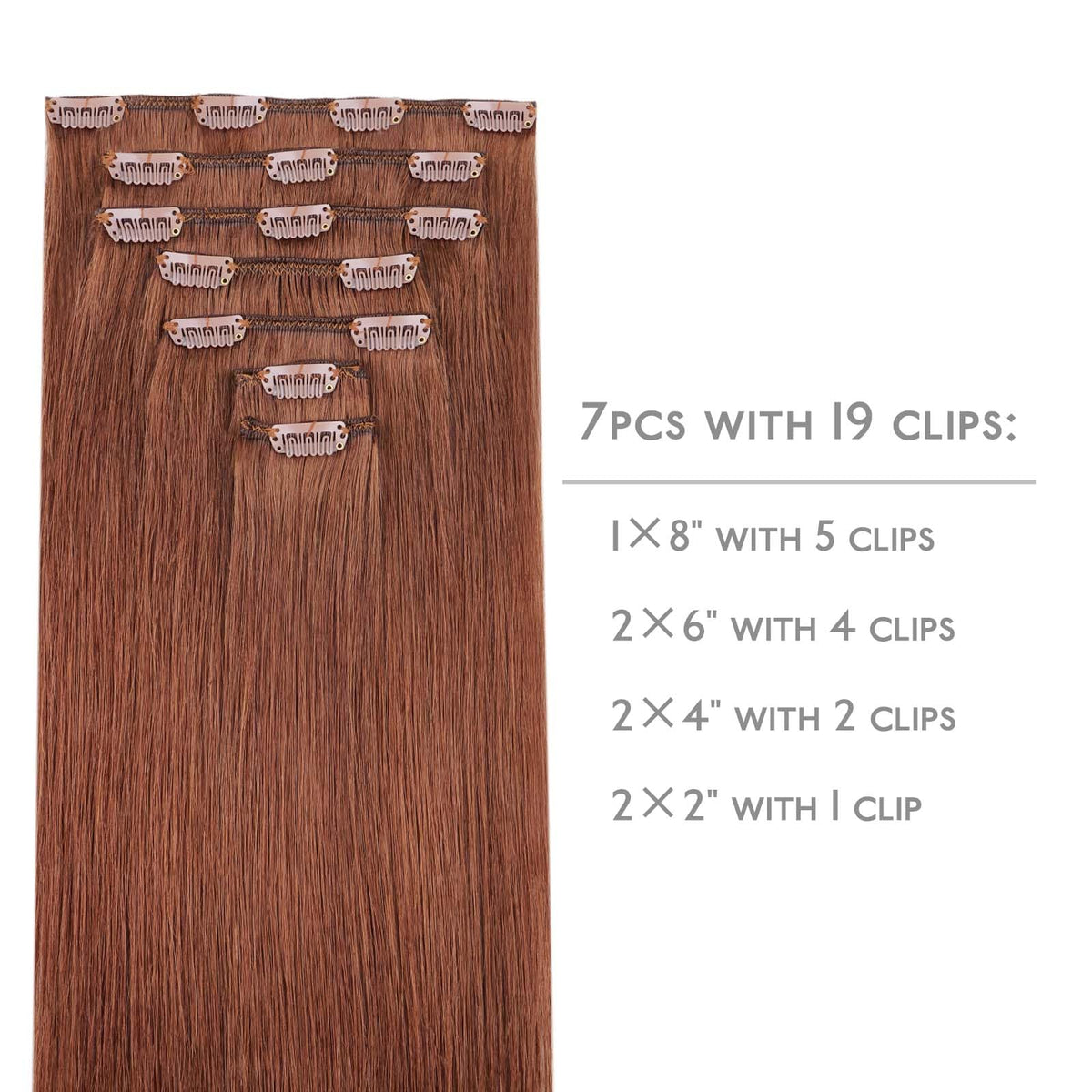 Wennalife Clip In Hair Extensions 22 Inch Cinnamon Copper packaging