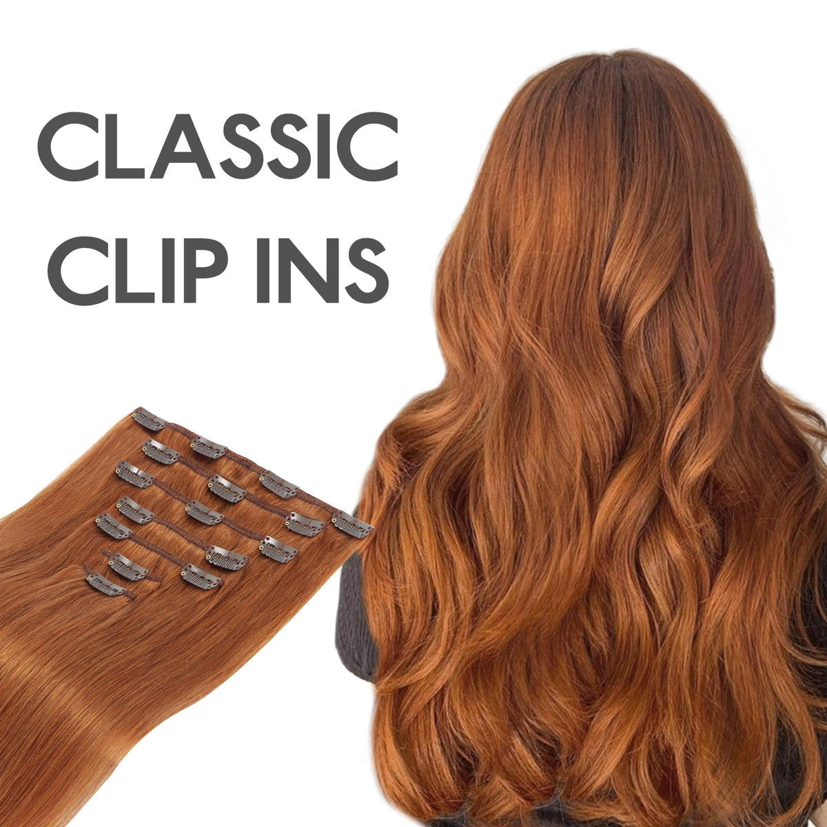 Wennalife Clip In Hair Extensions 22 Inch Cinnamon Terra Copper colour