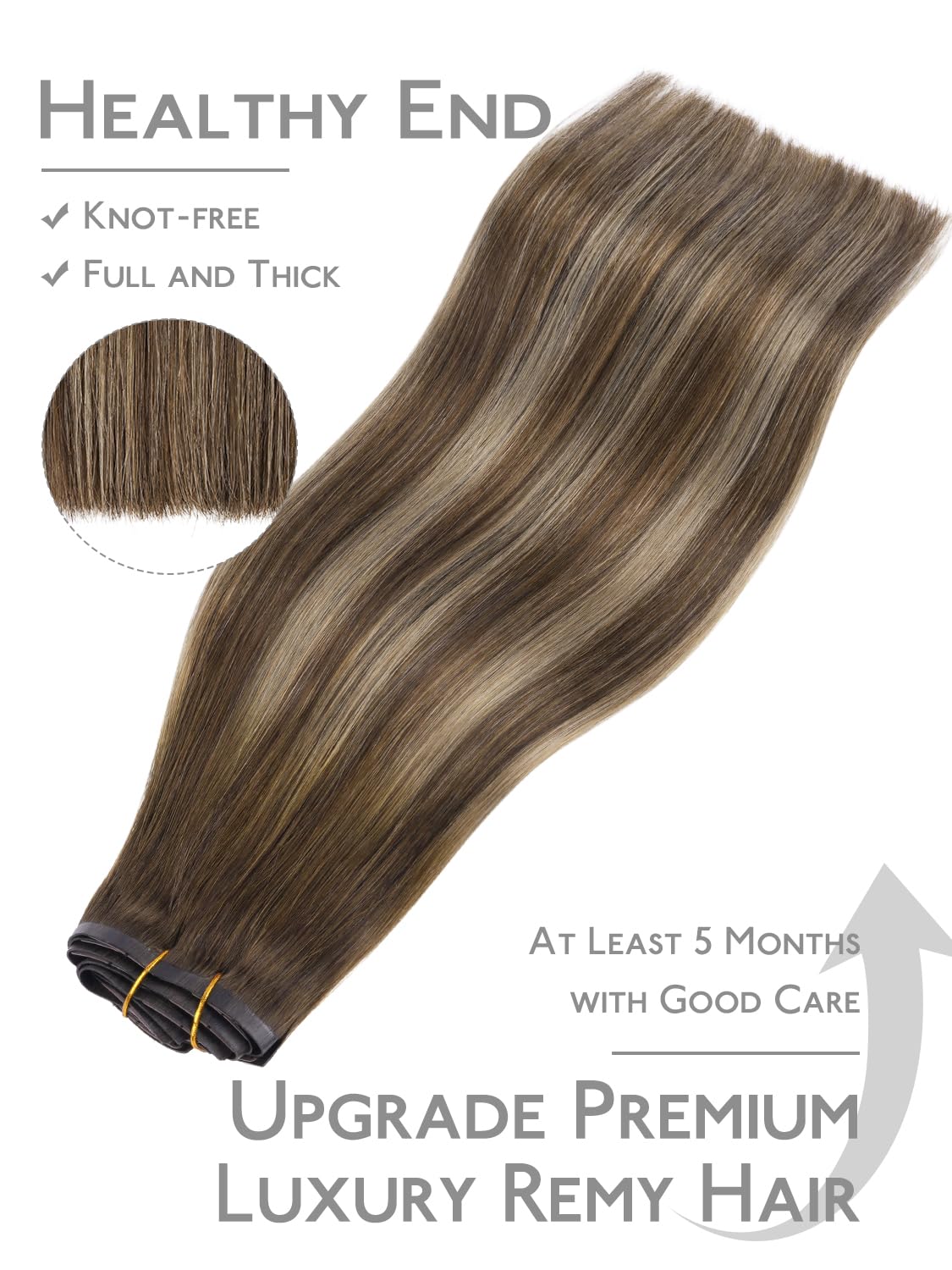 Wennalife Clip in Hair Extensions 22 Inch close-up of clips