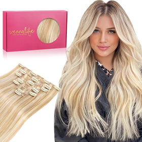 Wennalife Clip In Hair Extensions 22 Inch Dirty Blonde front view