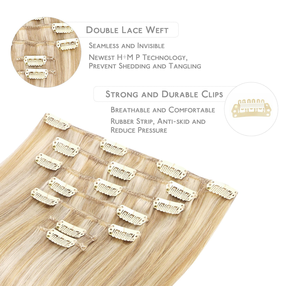Wennalife Clip In Hair Extensions 22 Inch displayed with packaging