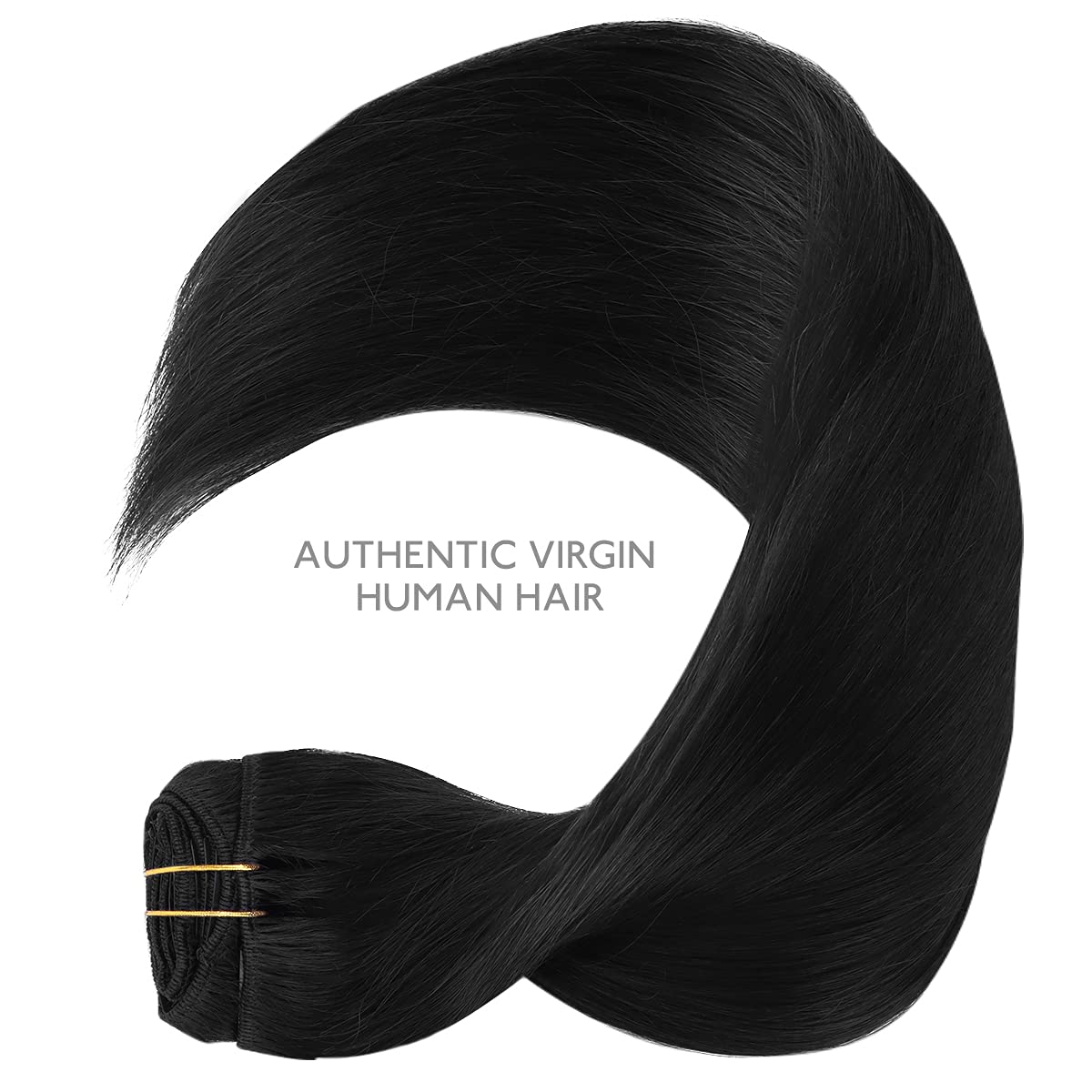 Wennalife Clip In Hair Extensions 22 Inch Jet Black back view