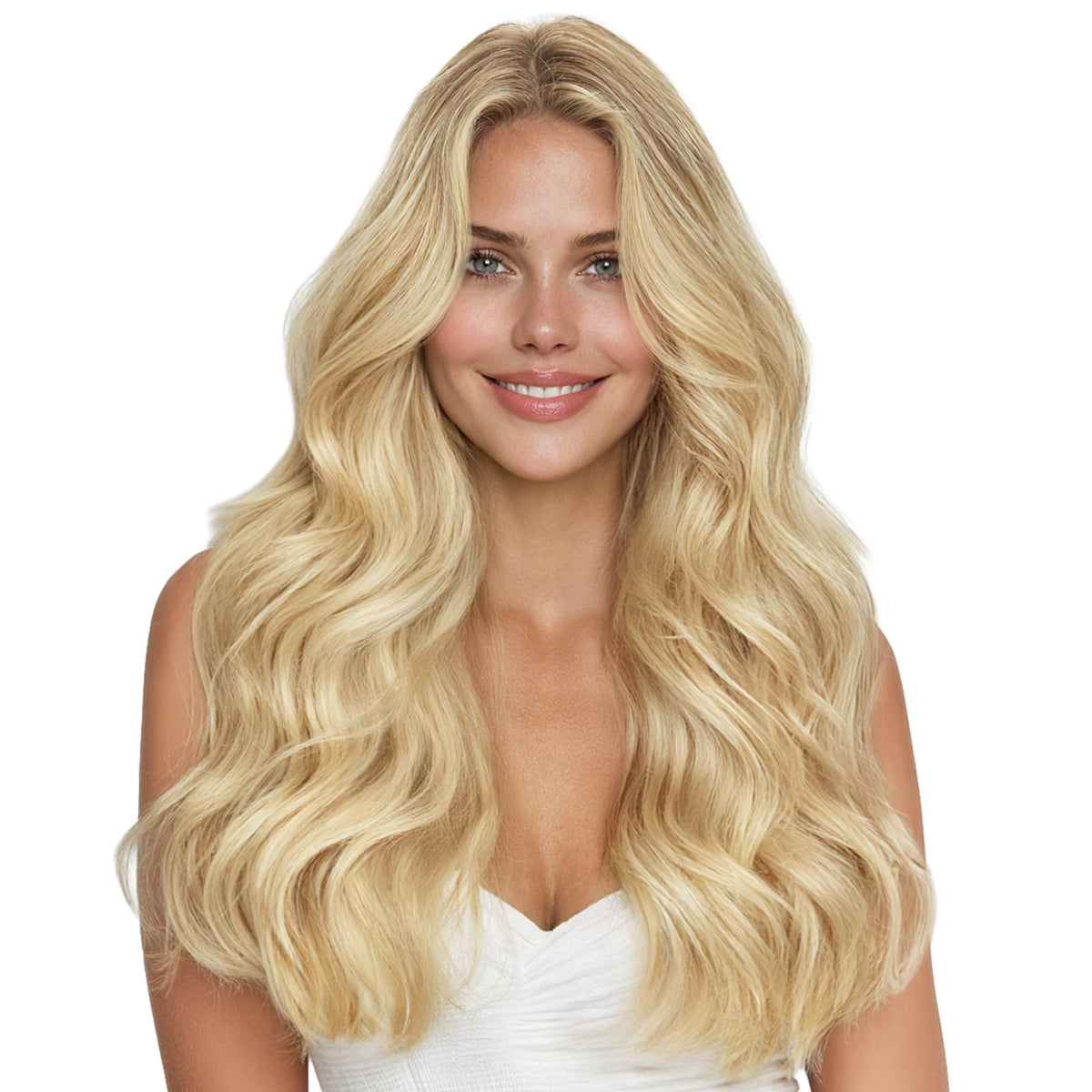 Wennalife Clip In Hair Extensions 22 Inch Light Blonde front view