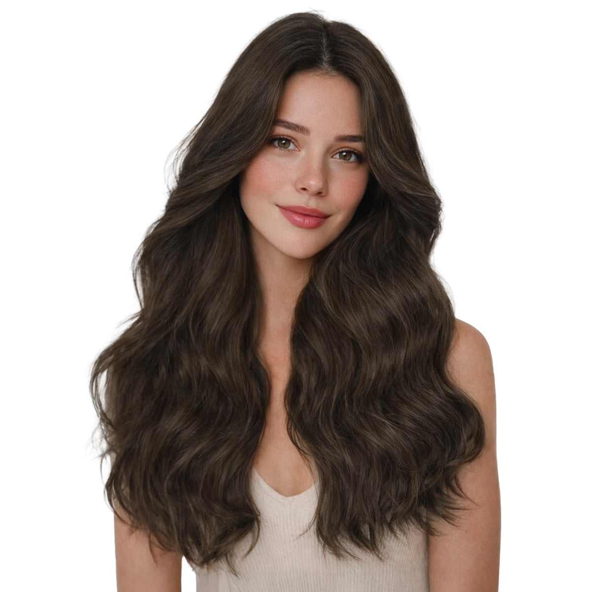 Wennalife Clip In Hair Extensions 22 Inch Light Dark Brown front view