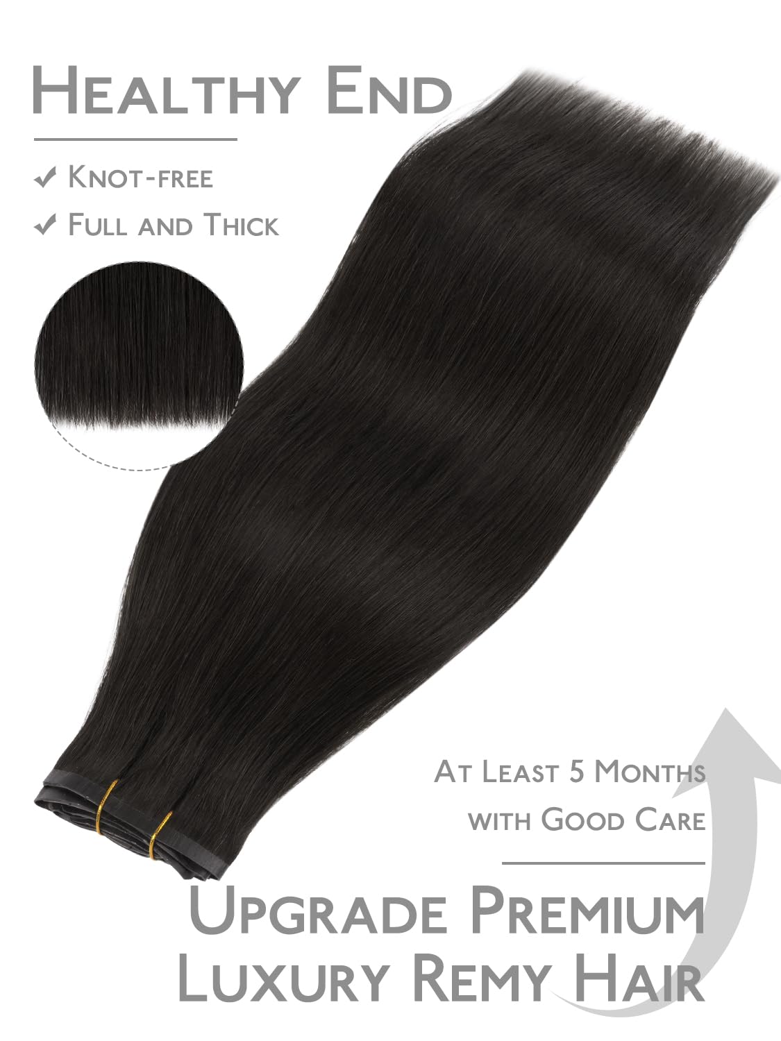 Wennalife Clip in Hair Extensions 22 Inch Natural Black styled on a model