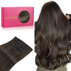 Wennalife Clip In Hair Extensions 22 Inch Off Black front view
