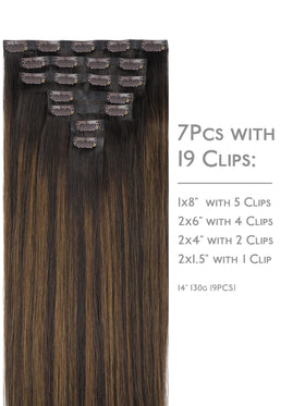 Wennalife Clip in Hair Extensions 24 Inch Balayage Dark Brown packaging