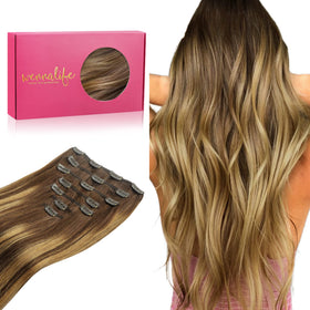 Wennalife Clip In Hair Extensions 24 Inch Balayage front view