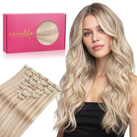 Wennalife Clip in Hair Extensions 24 Inch Balayage Light Wheat front view