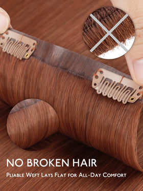 Wennalife Clip in Hair Extensions 24 Inch Cinnamon Copper texture detail